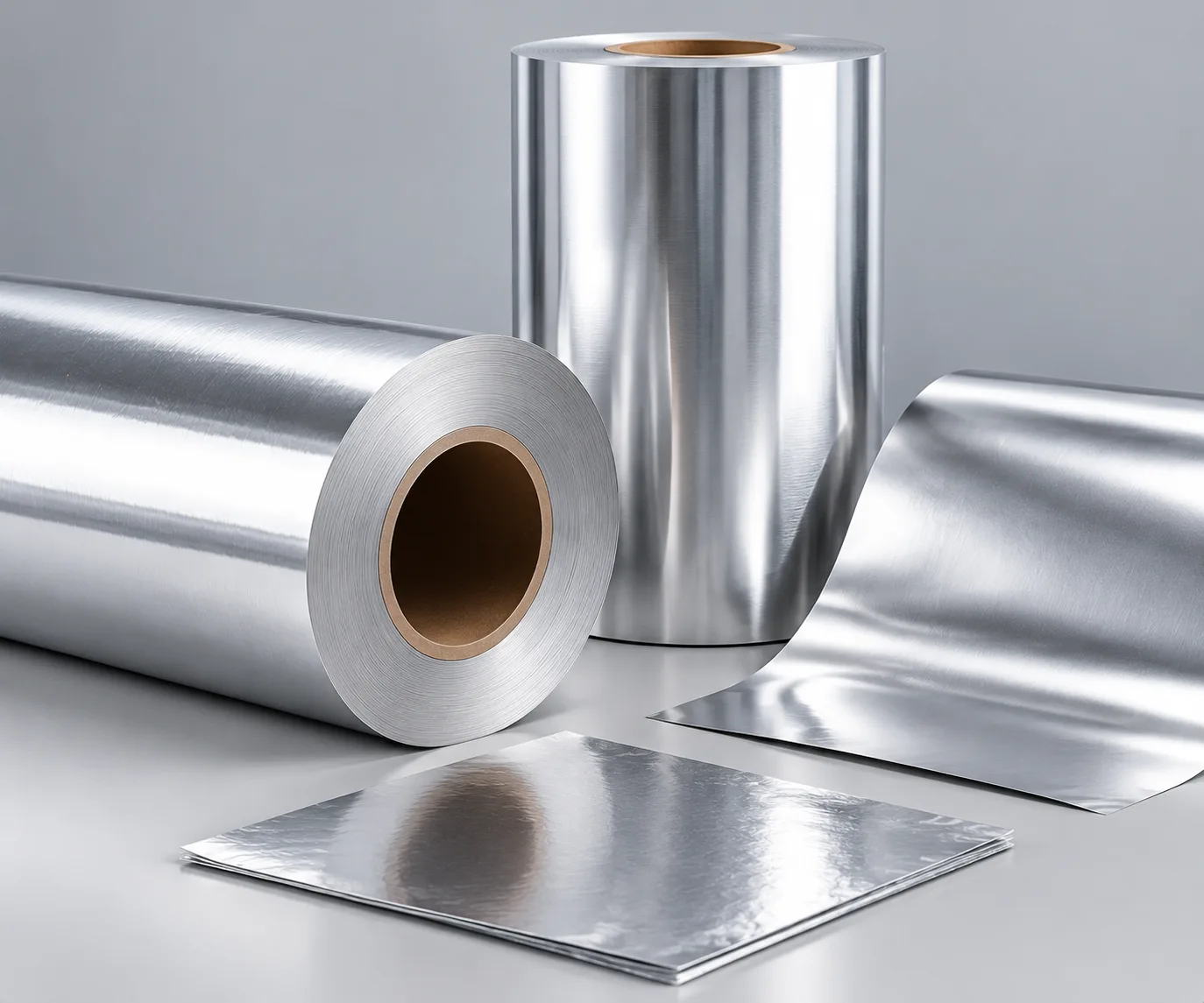 Industrial aluminium foil insulation rolls beside HVAC ducting