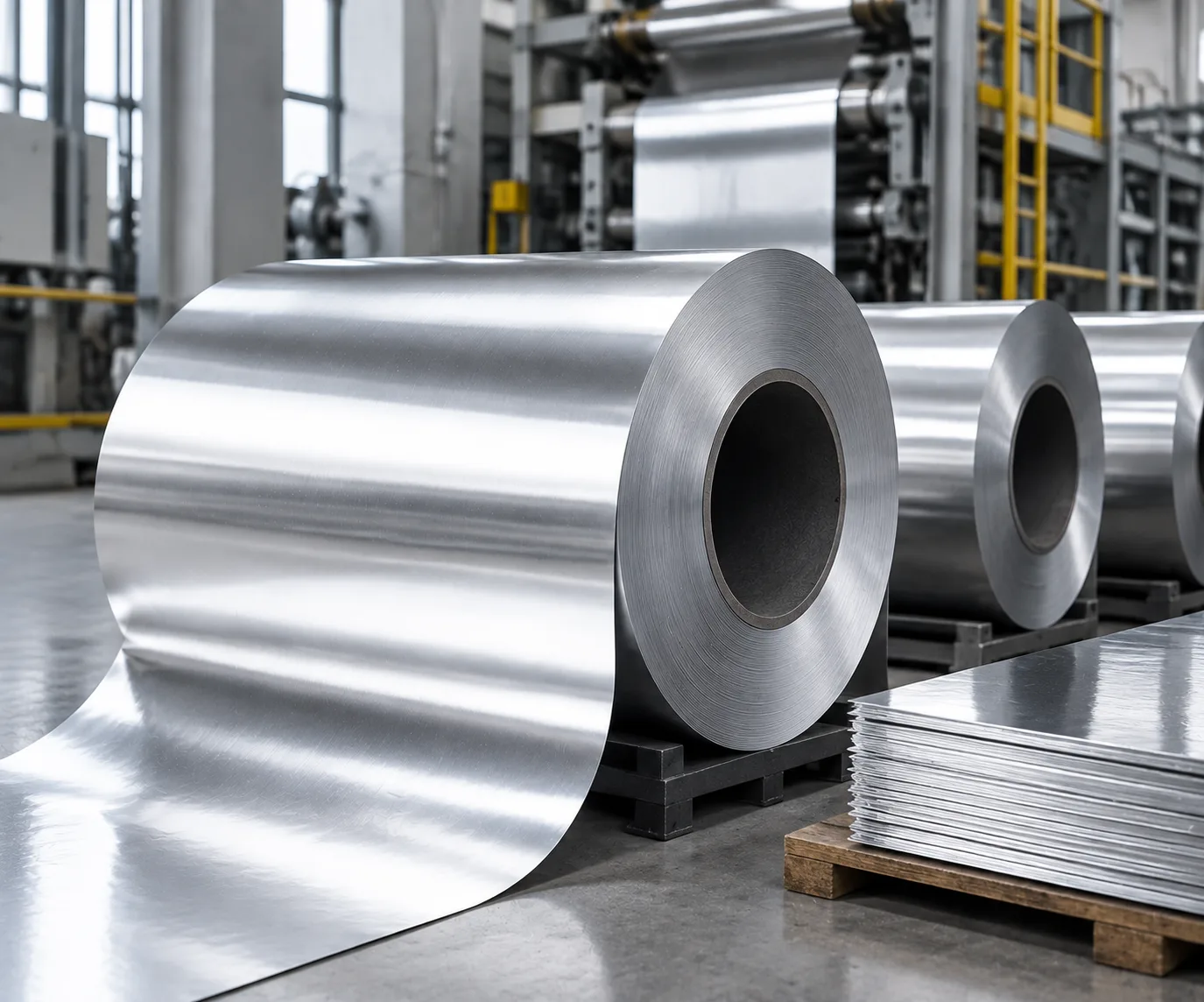 Industrial aluminium foil rolls used in manufacturing