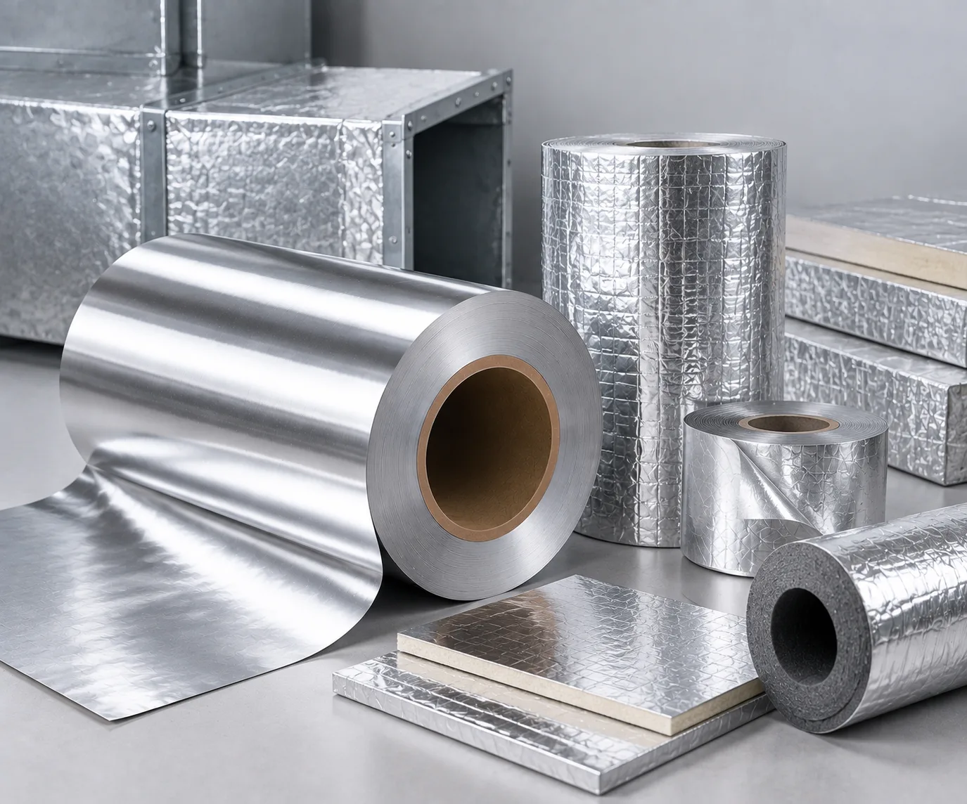 Reflective aluminium foil insulation used with HVAC ducting