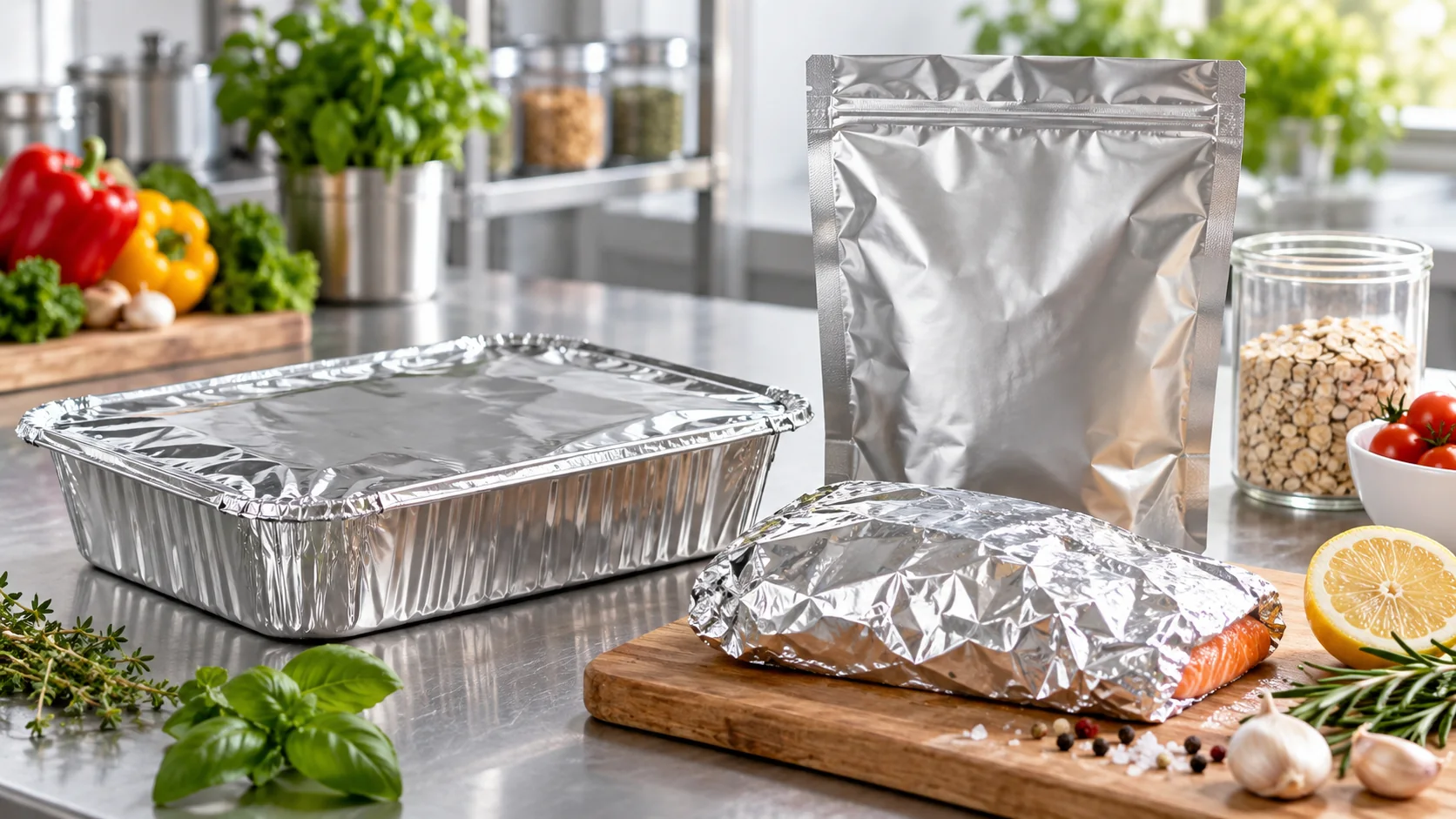 Food protected by foil packaging