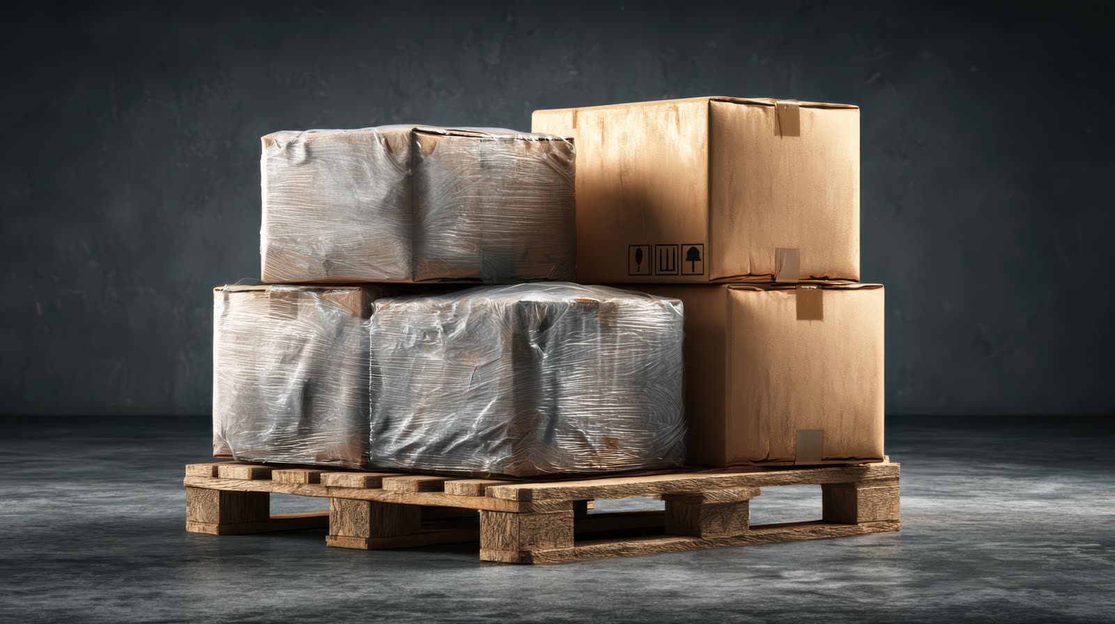 Hand wrap grade stretch film securing a pallet